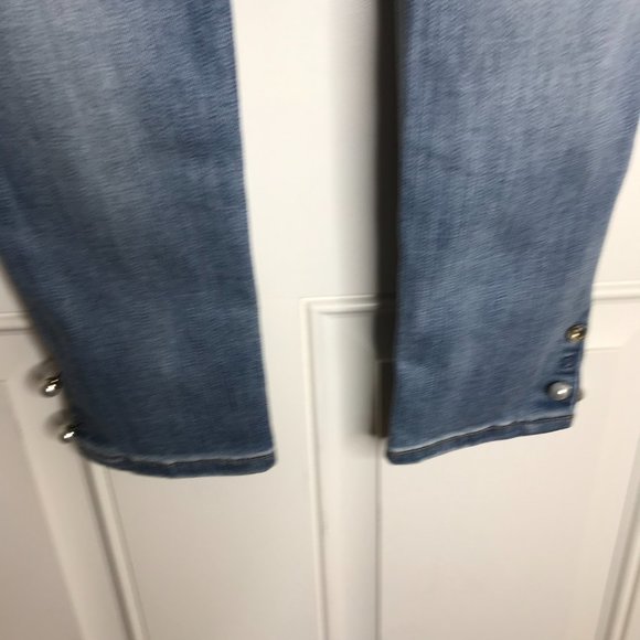 White House Black Market Women's The Skinny Crop Jeans Pearl Accent Blue~Size 00 - Picture 6 of 9